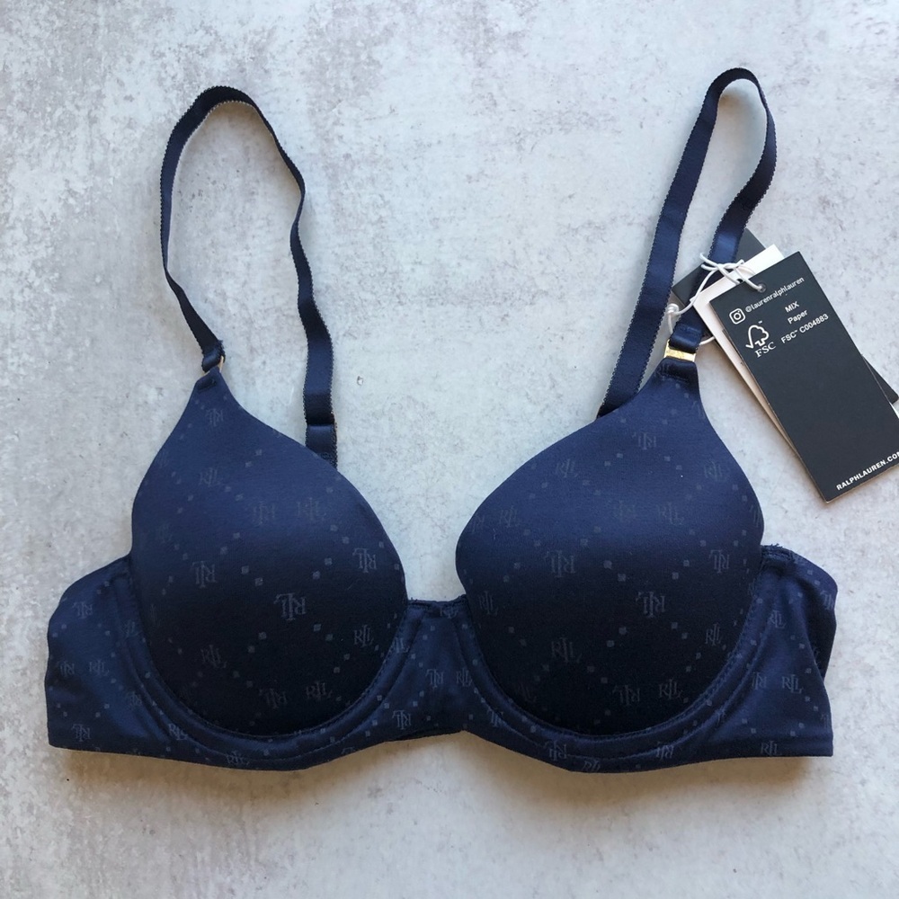 Ralph Lauren Comfort Underwire Full Coverage T-shirt Bra Blue